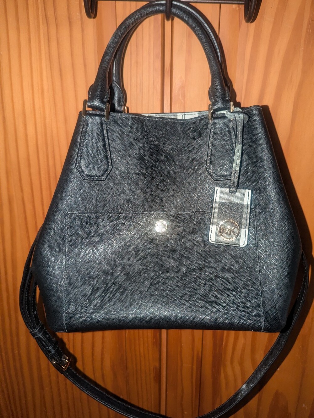 Michael Kors Greenwich Grab Black Saffiano Leather Satchel
